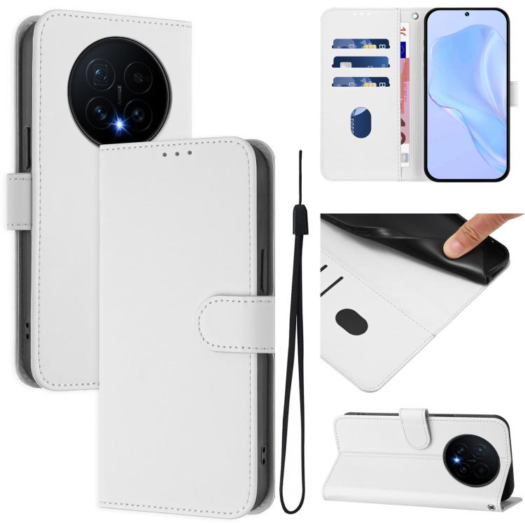 Skin Feel Solid Color Leather Phone Case with Lanyard, For Honor Magic8
