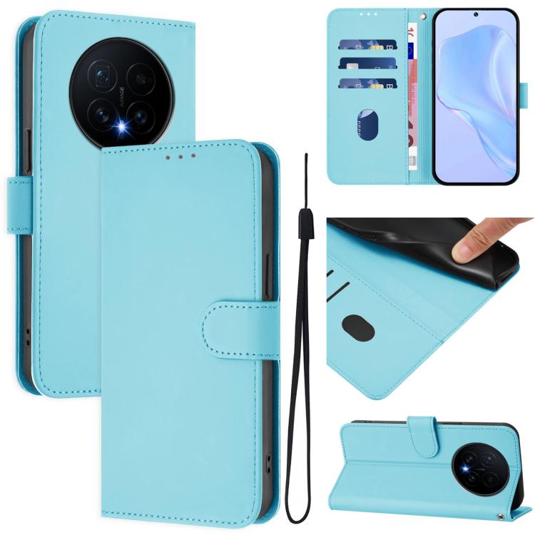 Skin Feel Solid Color Leather Phone Case with Lanyard, For Honor Magic8