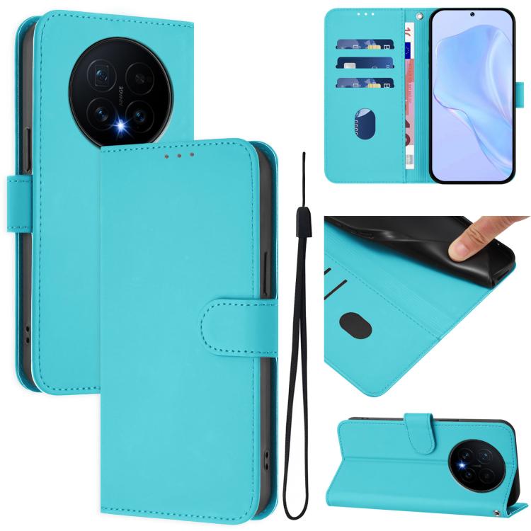 Skin Feel Solid Color Leather Phone Case with Lanyard, For Honor Magic8
