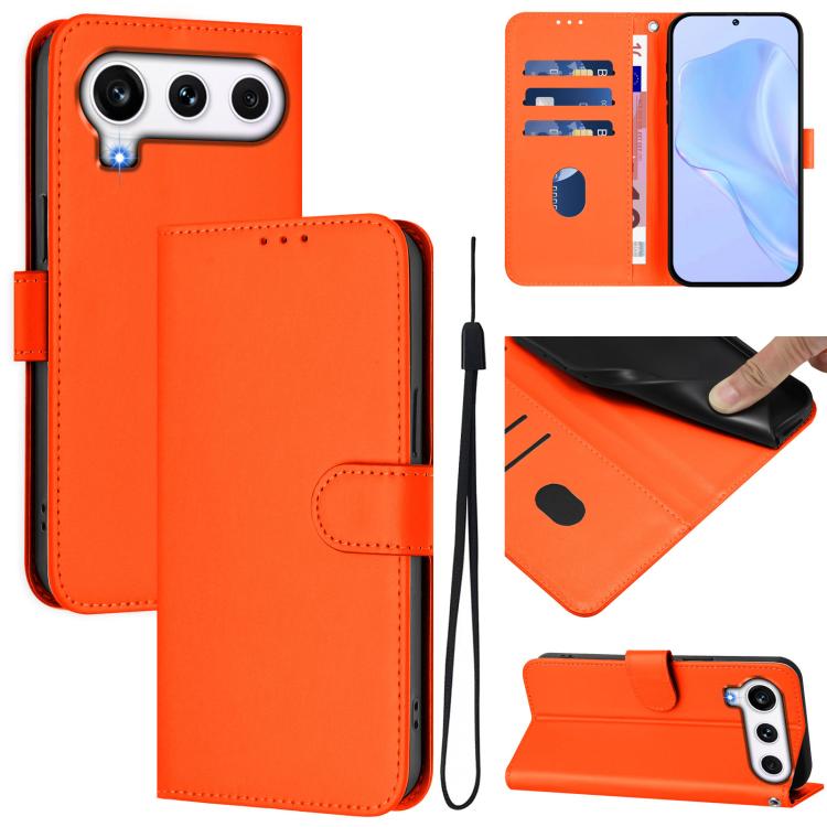 Skin Feel Solid Color Leather Phone Case with Lanyard, For Honor 600 Global / 600 Pro Global