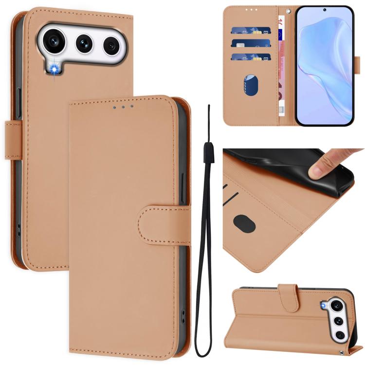 Skin Feel Solid Color Leather Phone Case with Lanyard, For Honor 600 Global / 600 Pro Global