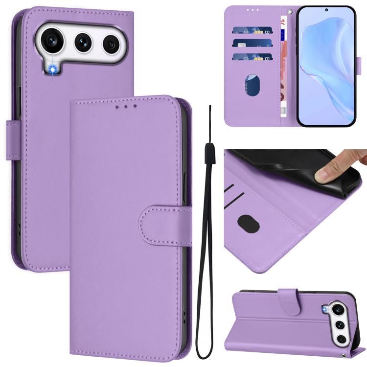 Skin Feel Solid Color Leather Phone Case with Lanyard, For Honor 600 Global / 600 Pro Global