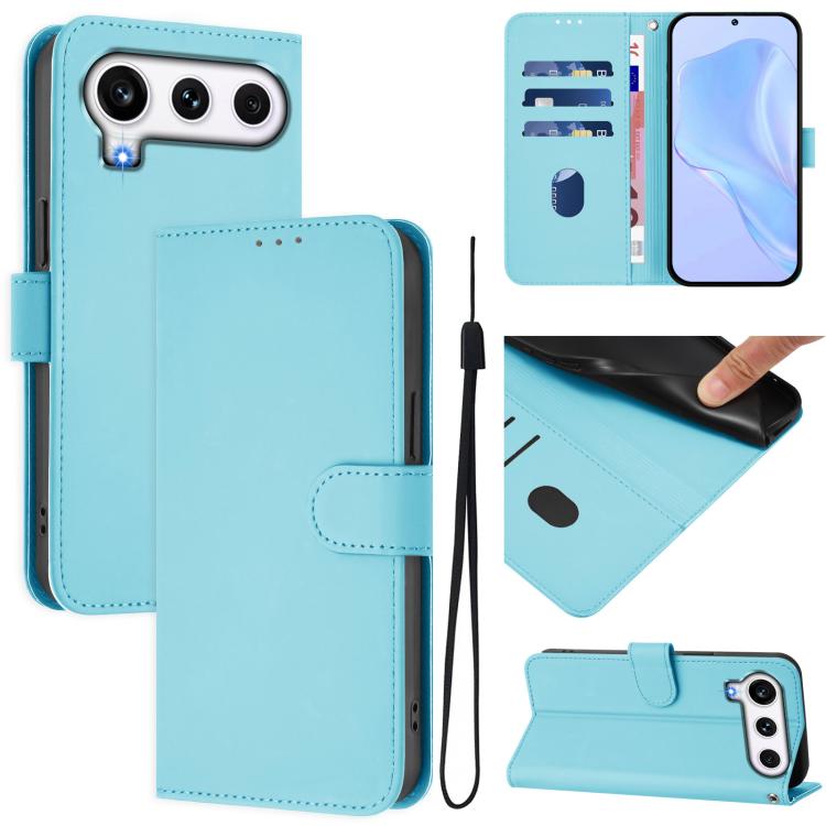 Skin Feel Solid Color Leather Phone Case with Lanyard, For Honor 600 Global / 600 Pro Global