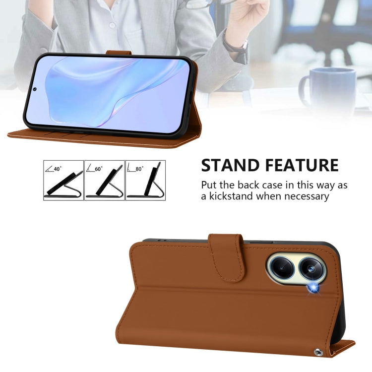 Skin Feel Solid Color Leather Phone Case with Lanyard, For Realme 10 Pro 5G