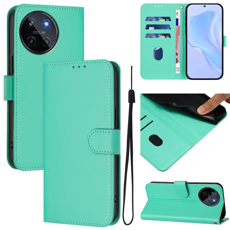 Skin Feel Solid Color Leather Phone Case with Lanyard, For Realme 11 4G Global
