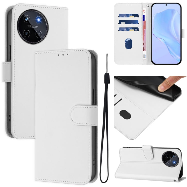 Skin Feel Solid Color Leather Phone Case with Lanyard, For Realme 11 4G Global