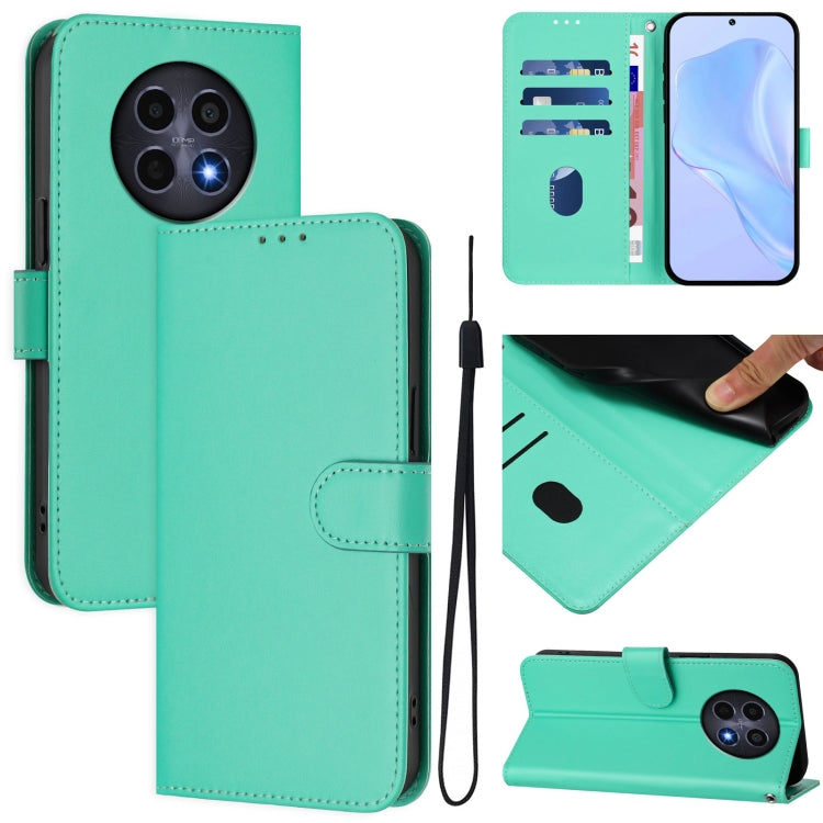 Skin Feel Solid Color Leather Phone Case with Lanyard, For Realme 12 5G Global