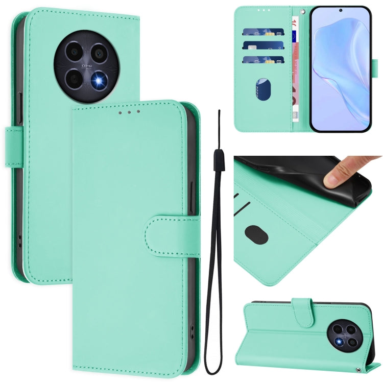 Skin Feel Solid Color Leather Phone Case with Lanyard, For Realme 12 5G Global