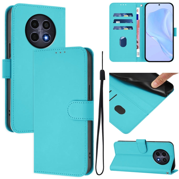 Skin Feel Solid Color Leather Phone Case with Lanyard, For Realme 12 5G Global