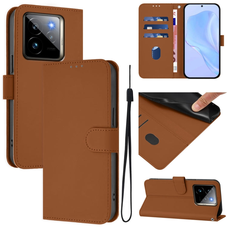 Skin Feel Solid Color Leather Phone Case with Lanyard, For Realme GT7 Pro 5G