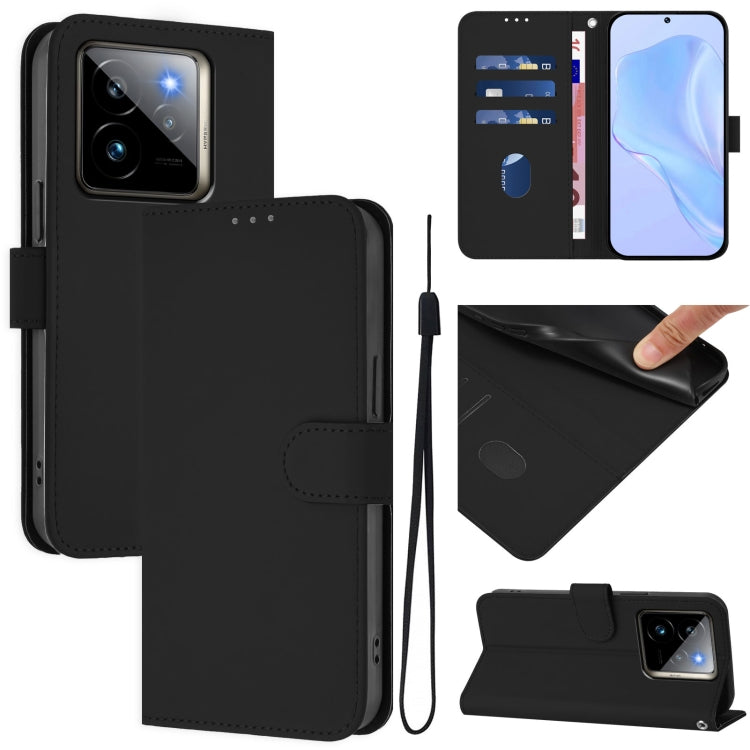 Skin Feel Solid Color Leather Phone Case with Lanyard, For Realme GT7 Pro 5G