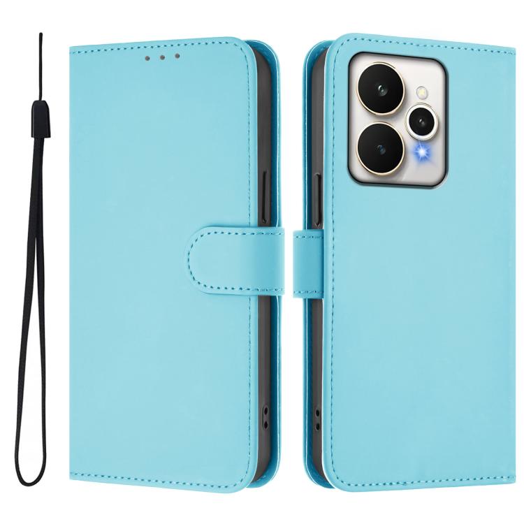 Skin Feel Solid Color Leather Phone Case with Lanyard, For Realme 15 / 15 Pro 5G Global