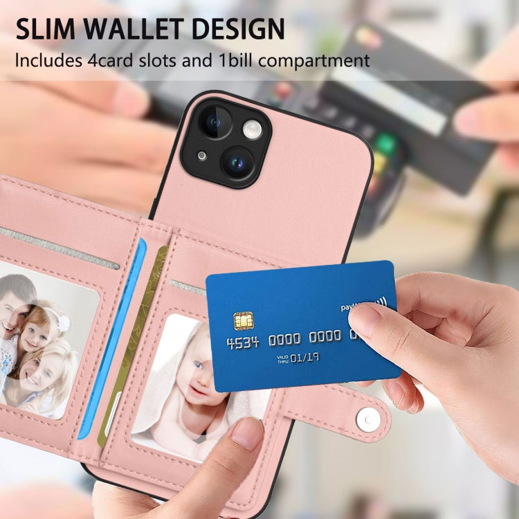 Button Card Bag RFID Anti-theft Phone Case, For iPhone 14 Plus, For iPhone 14, For iPhone 14 Pro, For iPhone 14 Pro Max