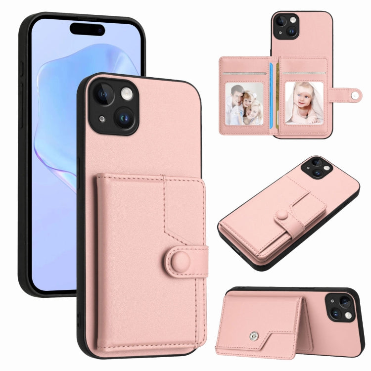 Button Card Bag RFID Anti-theft Phone Case, For iPhone 14 Plus, For iPhone 14, For iPhone 14 Pro, For iPhone 14 Pro Max