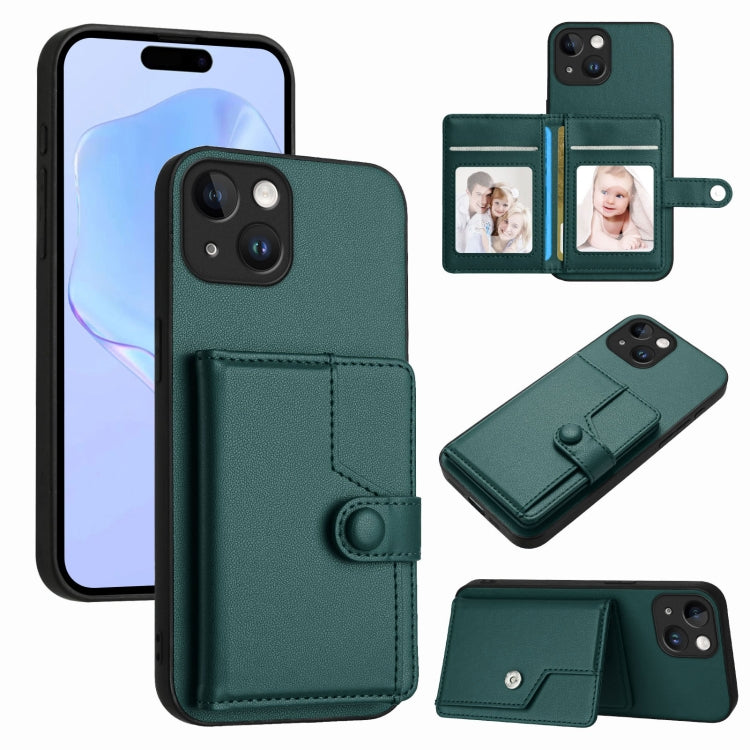 Button Card Bag RFID Anti-theft Phone Case, For iPhone 14 Plus, For iPhone 14, For iPhone 14 Pro, For iPhone 14 Pro Max