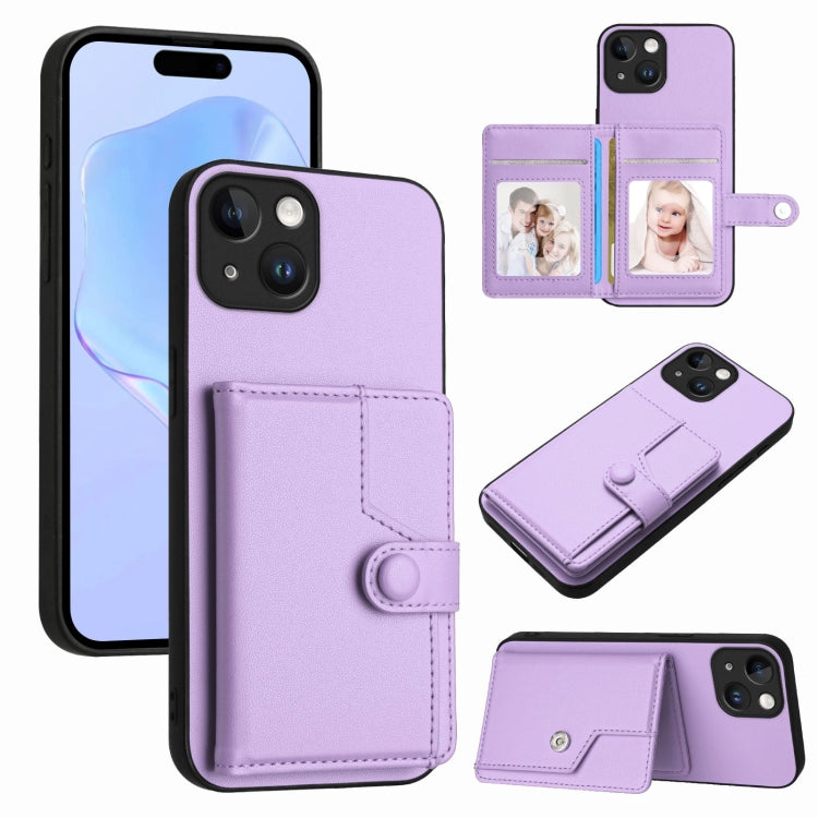 Button Card Bag RFID Anti-theft Phone Case, For iPhone 14 Plus, For iPhone 14, For iPhone 14 Pro, For iPhone 14 Pro Max