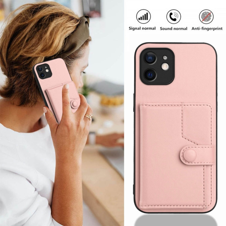 Button Card Bag RFID Anti-theft Phone Case, For iPhone 12 mini, For iPhone 11 Pro Max, For iPhone 11, For iPhone 11 Pro