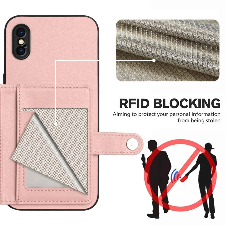 Button Card Bag RFID Anti-theft Phone Case, For iPhone XS / X, For iPhone XR, For iPhone XS Max, For iPhone 8 Plus / 7 Plus