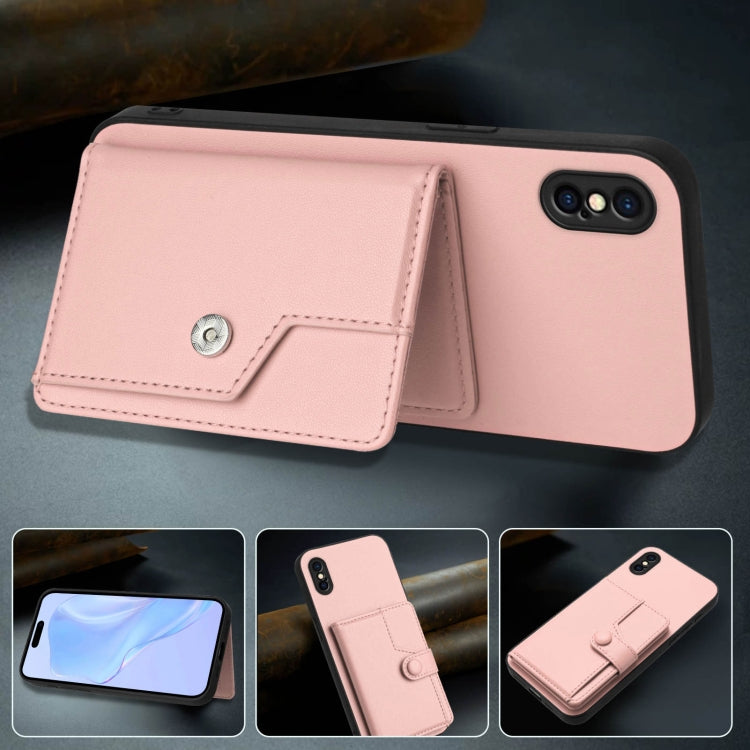 Button Card Bag RFID Anti-theft Phone Case, For iPhone XS / X, For iPhone XR, For iPhone XS Max, For iPhone 8 Plus / 7 Plus
