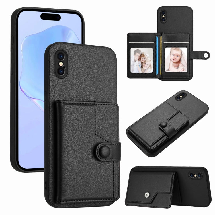 Button Card Bag RFID Anti-theft Phone Case, For iPhone XS / X, For iPhone XR, For iPhone XS Max, For iPhone 8 Plus / 7 Plus