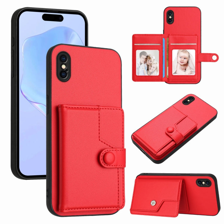 Button Card Bag RFID Anti-theft Phone Case, For iPhone XS / X, For iPhone XR, For iPhone XS Max, For iPhone 8 Plus / 7 Plus
