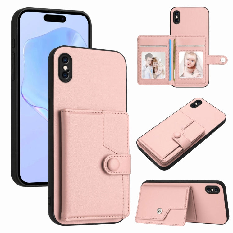 Button Card Bag RFID Anti-theft Phone Case, For iPhone XS / X, For iPhone XR, For iPhone XS Max, For iPhone 8 Plus / 7 Plus