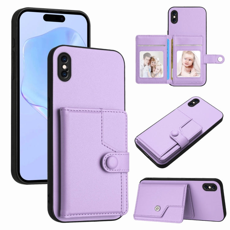 Button Card Bag RFID Anti-theft Phone Case, For iPhone XS / X, For iPhone XR, For iPhone XS Max, For iPhone 8 Plus / 7 Plus