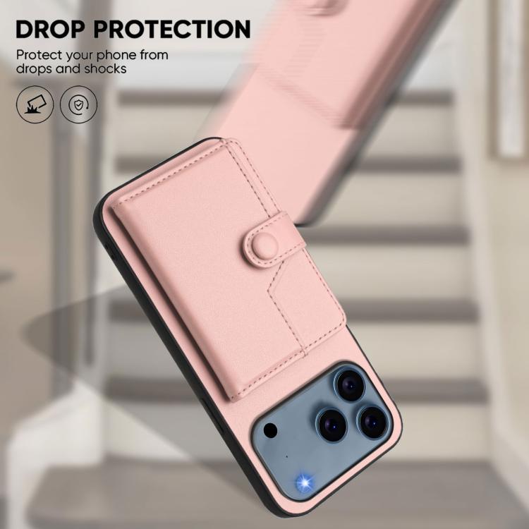 Button Card Bag RFID Anti-theft Phone Case, For iPhone 17 Pro Max, For iPhone 17 Pro, For iPhone 17, For iPhone Air