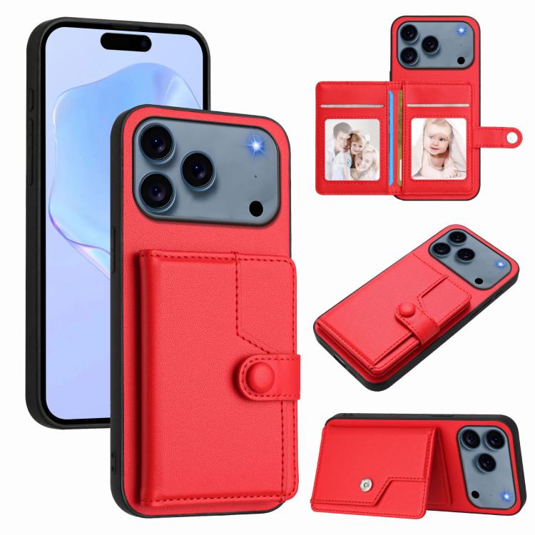 Button Card Bag RFID Anti-theft Phone Case, For iPhone 17 Pro Max, For iPhone 17 Pro, For iPhone 17, For iPhone Air