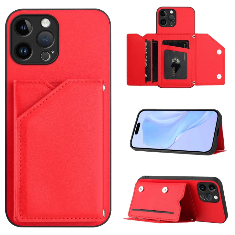 Skin Feel Four Card Slots Phone Case with Wrist Strap, For iPhone 13 mini, For iPhone 12, For iPhone 12 Pro Max, For iPhone 12 Pro