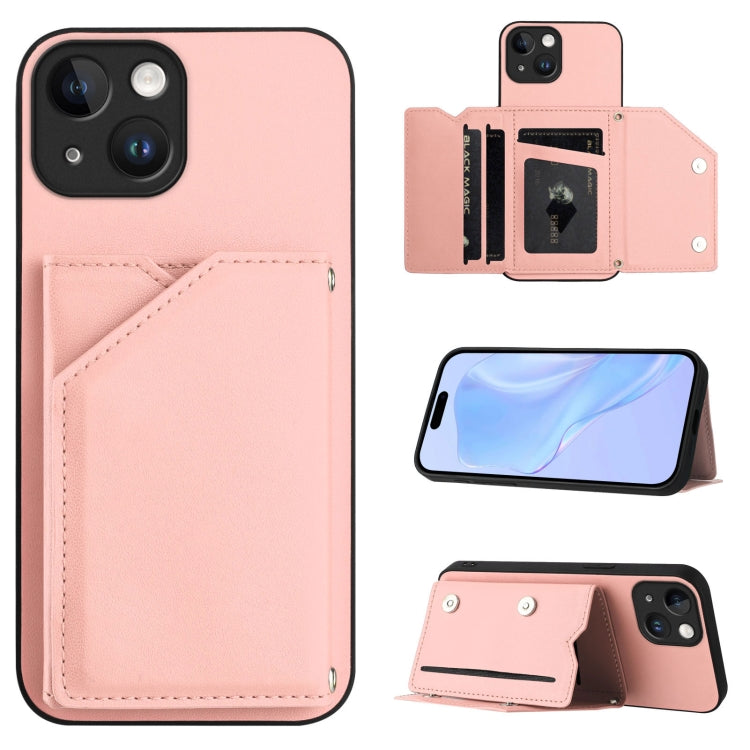 Skin Feel Four Card Slots Phone Case with Wrist Strap, For iPhone 14 Plus, For iPhone 14, For iPhone 14 Pro, For iPhone 14 Pro Max