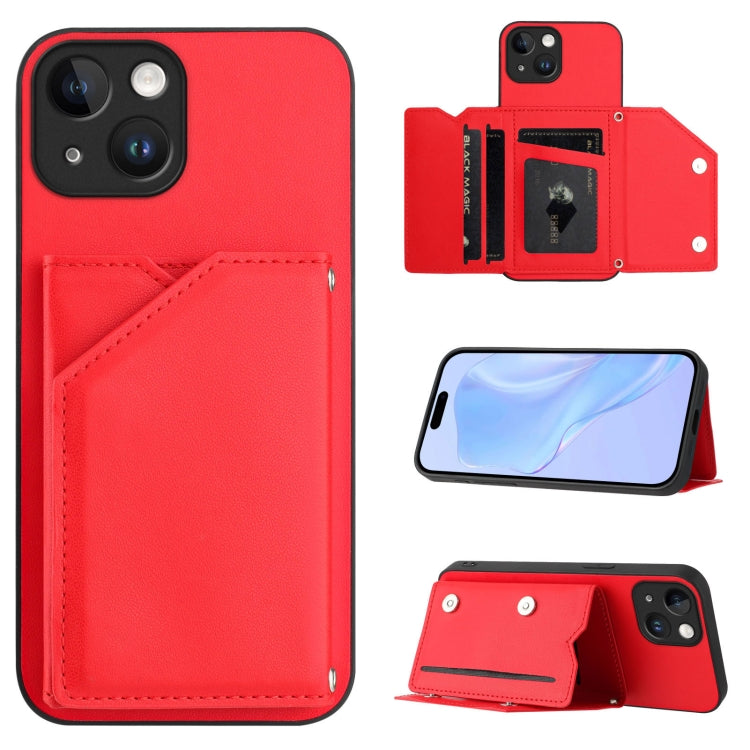 Skin Feel Four Card Slots Phone Case with Wrist Strap, For iPhone 14 Plus, For iPhone 14, For iPhone 14 Pro, For iPhone 14 Pro Max