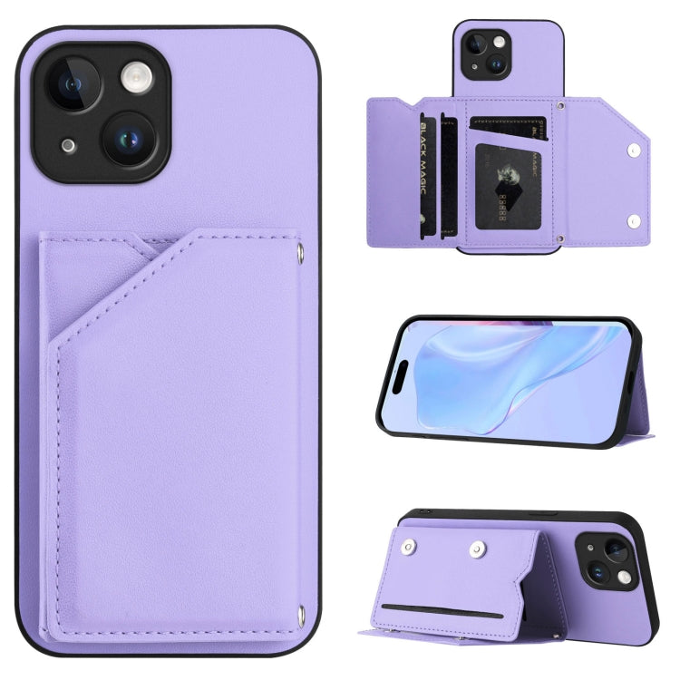 Skin Feel Four Card Slots Phone Case with Wrist Strap, For iPhone 14 Plus, For iPhone 14, For iPhone 14 Pro, For iPhone 14 Pro Max