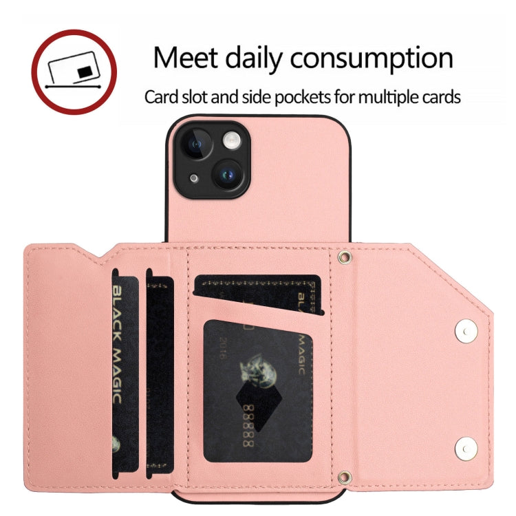 Skin Feel Four Card Slots Phone Case with Wrist Strap, For iPhone 14 Plus, For iPhone 14, For iPhone 14 Pro, For iPhone 14 Pro Max