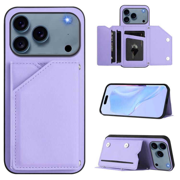 Skin Feel Four Card Slots Phone Case with Wrist Strap, For iPhone 17 Pro Max, For iPhone 17 Pro, For iPhone 17, For iPhone Air