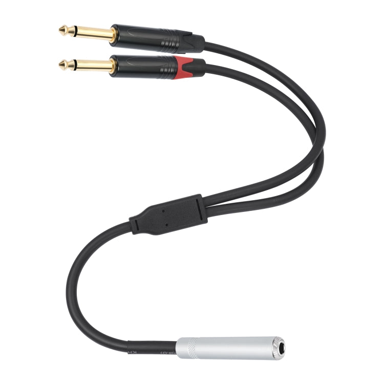 6.35mm 1/4 TRS Stereo Female to Dual Male Y-type Audio Cable, 6.35mm F to 2 x M