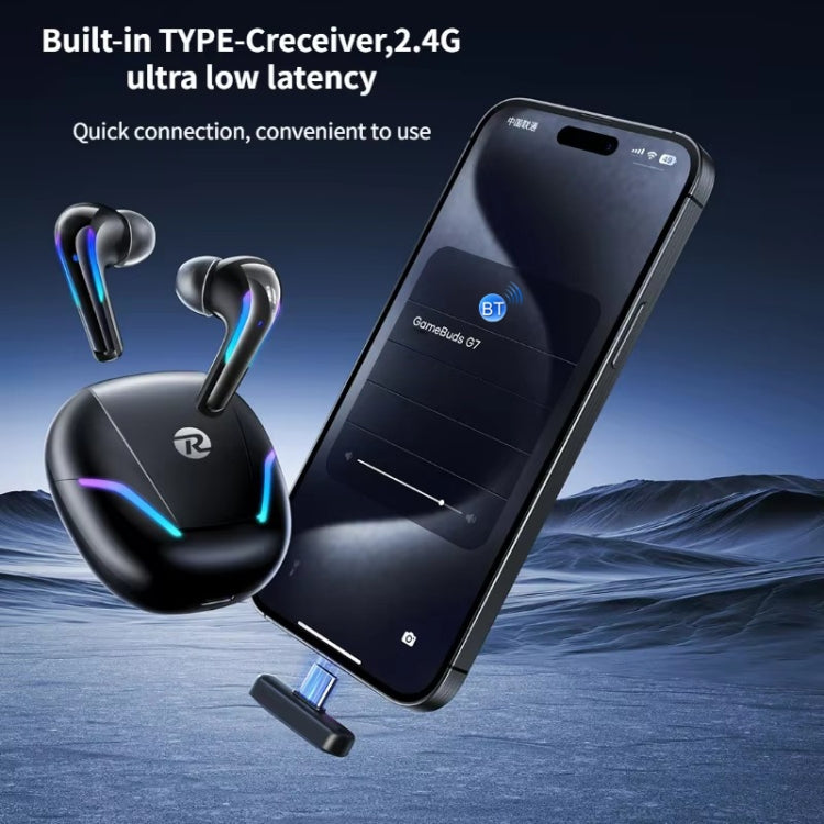 REMAX Gamebuds G7 2.4G Gaming TWS Stereo Wireless Bluetooth Earphones with Breathing Light(White)