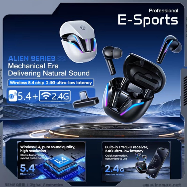 REMAX Gamebuds G7 2.4G Gaming TWS Stereo Wireless Bluetooth Earphones with Breathing Light(Black)