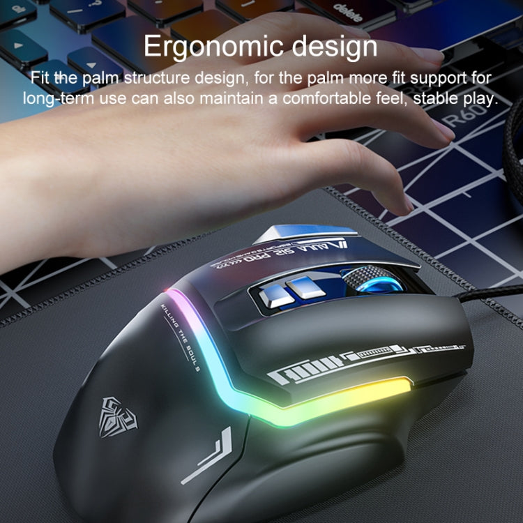 AULA S12 Pro 12800DPI Wired RGB Gaming Mouse(Black)
