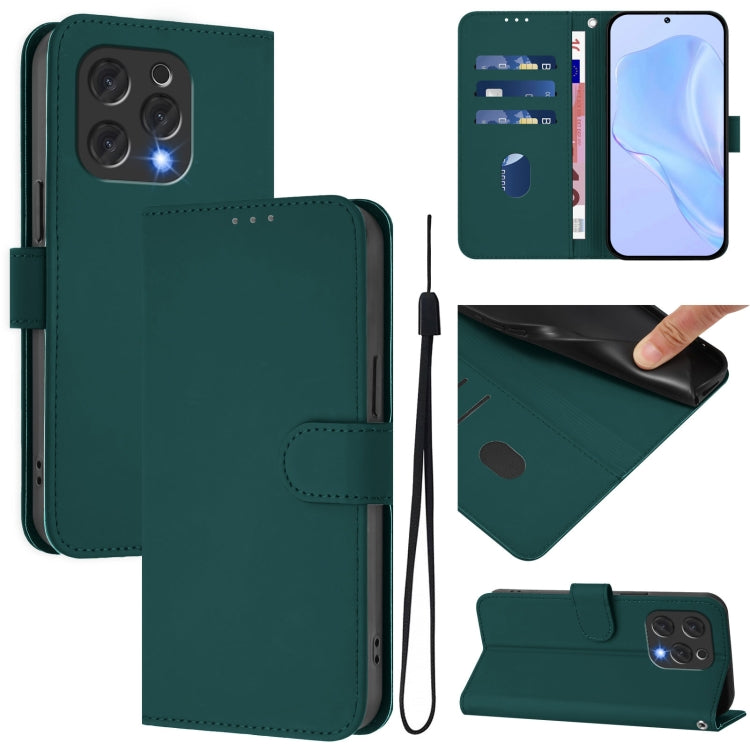 Skin Feel Solid Color Leather Phone Case with Lanyard, For Doogee N55 Plus