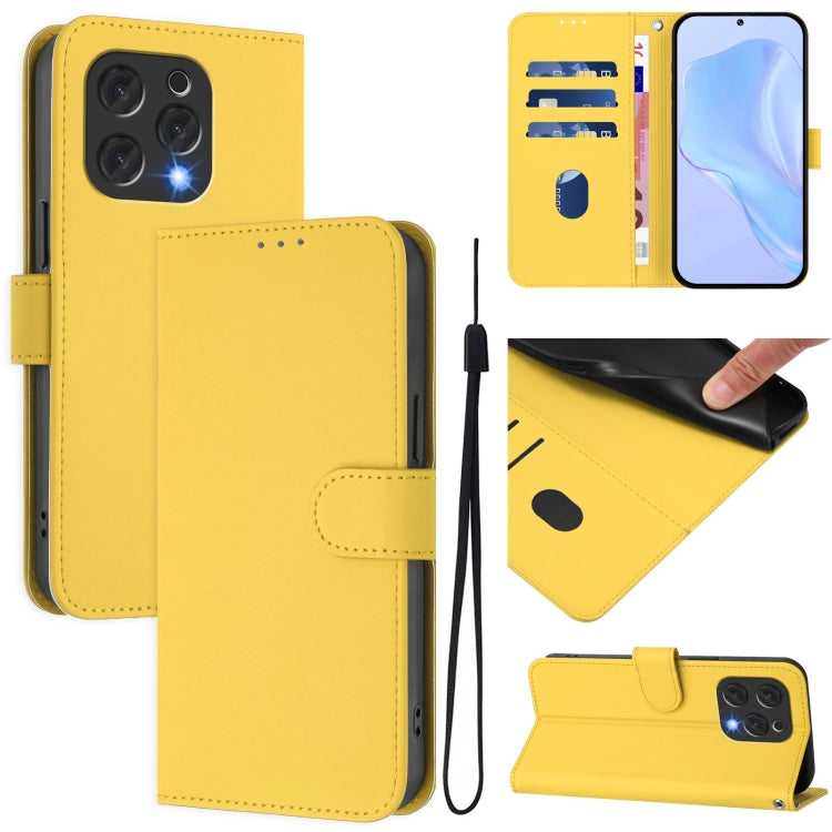 Skin Feel Solid Color Leather Phone Case with Lanyard, For Doogee N55 Plus