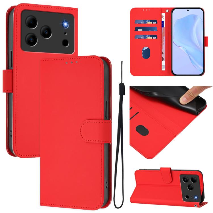 Skin Feel Solid Color Leather Phone Case with Lanyard, For Doogee Note 56 / Note 56 Pro