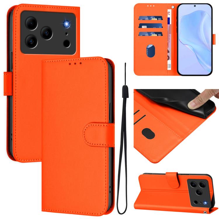 Skin Feel Solid Color Leather Phone Case with Lanyard, For Doogee Note 56 / Note 56 Pro