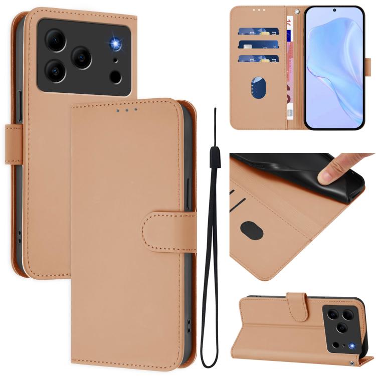 Skin Feel Solid Color Leather Phone Case with Lanyard, For Doogee Note 56 / Note 56 Pro