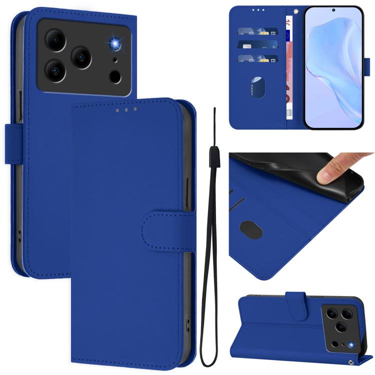 Skin Feel Solid Color Leather Phone Case with Lanyard, For Doogee Note 56 / Note 56 Pro