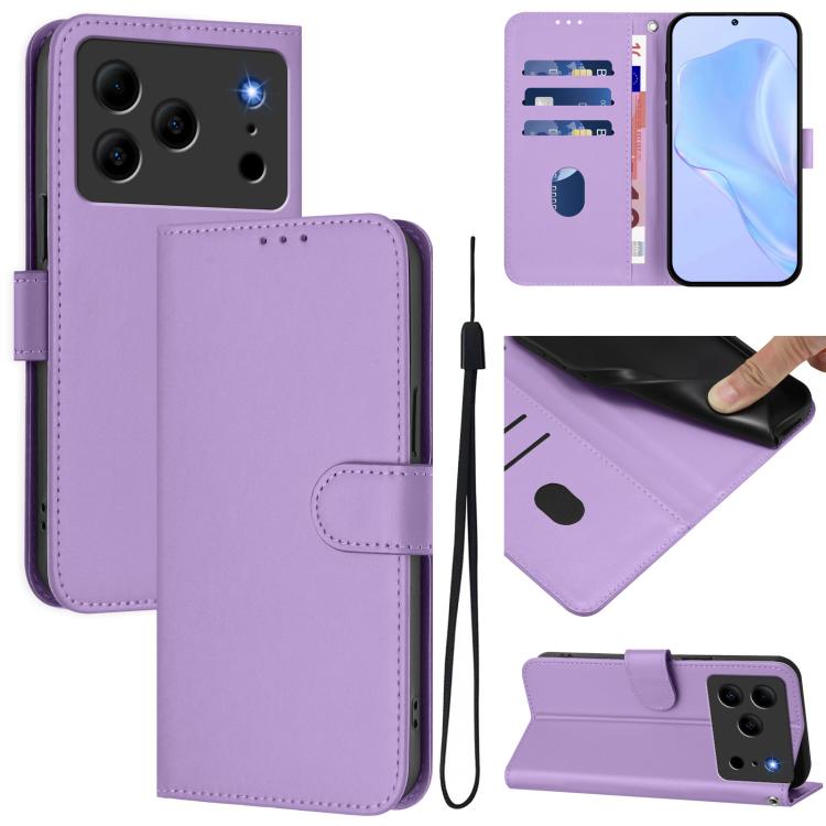 Skin Feel Solid Color Leather Phone Case with Lanyard, For Doogee Note 56 / Note 56 Pro