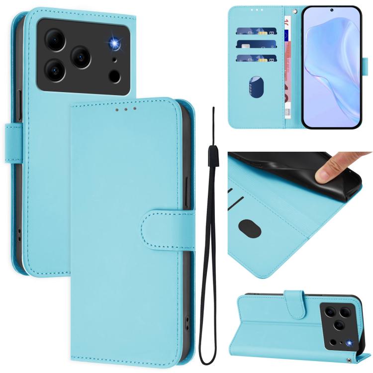 Skin Feel Solid Color Leather Phone Case with Lanyard, For Doogee Note 56 / Note 56 Pro