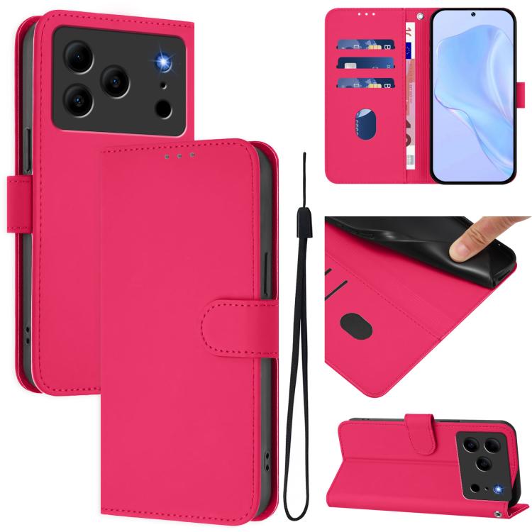 Skin Feel Solid Color Leather Phone Case with Lanyard, For Doogee Note 56 / Note 56 Pro