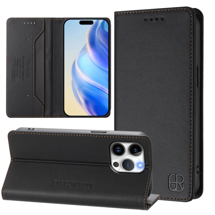 RC01 Dual-Folded Magnetic Suction RFID Leather Phone Case, For iPhone 13 Pro Max, For iPhone 13 Pro, For iPhone 13 mini