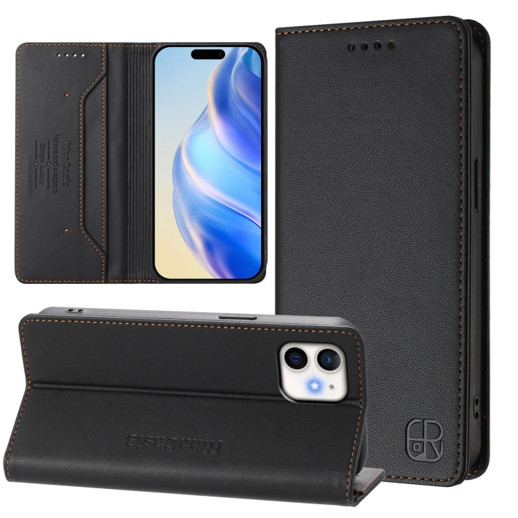 RC01 Dual-Folded Magnetic Suction RFID Leather Phone Case, For iPhone 12 / 12 Pro, For iPhone 12 Pro Max, For iPhone 12 mini